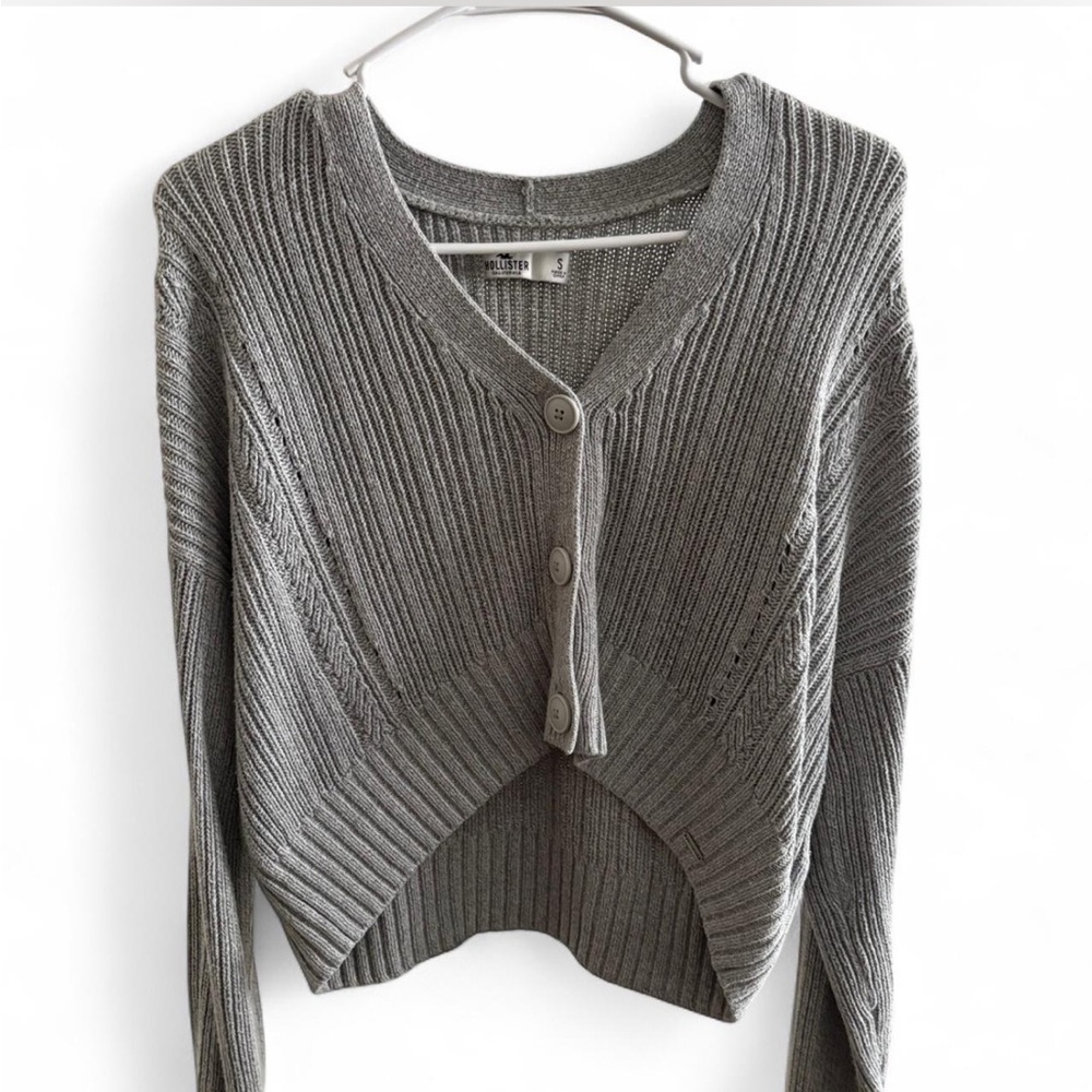 Hollister Charcoal V-Neck Cardigan